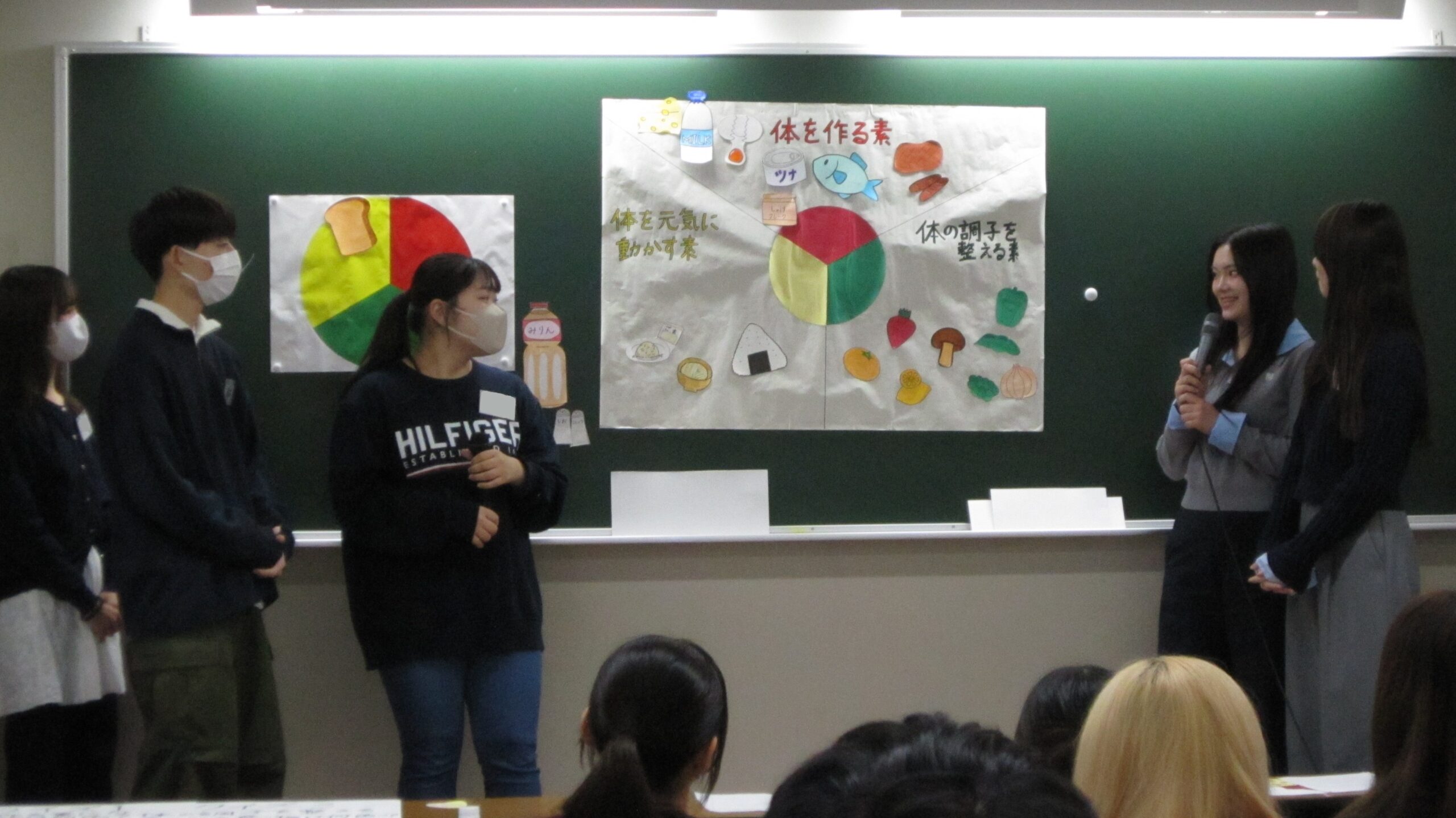 Students take part in the quiz by pretending to be elementary school students and enjoy listening to the presentations of other groups.